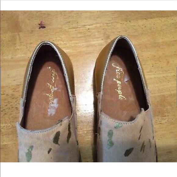 New FREE PEOPLE Tan Fur Gold Slip-on Sneaker 38 - Picture 7 of 10